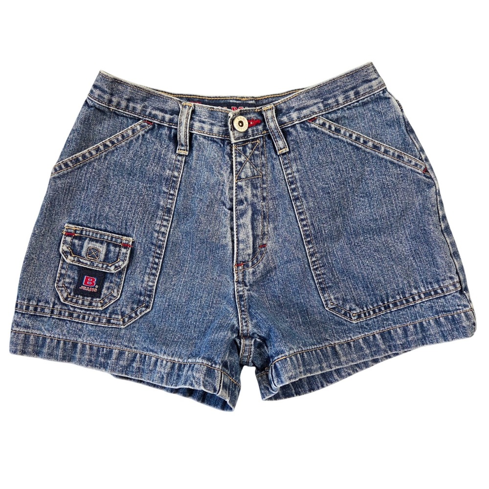 Vintage B.U.M. Equipment High Waisted Denim Carpenter Shorts Womens 1 Y2k 2000s